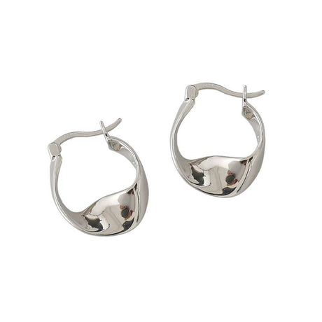 Irregular Twisted Circle 925 Sterling Silver Hoop Earrings