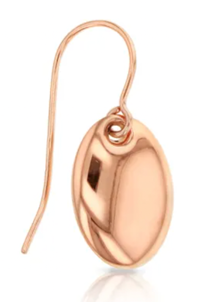 9CT ROSE GOLD OVAL BEAN DROP EARRING