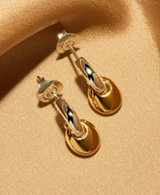 PEBBLE DROP EARRINGS (STERLING SILVER AND YELLOW GOLD PLATED)