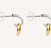 PEBBLE DROP EARRINGS (STERLING SILVER AND YELLOW GOLD PLATED)