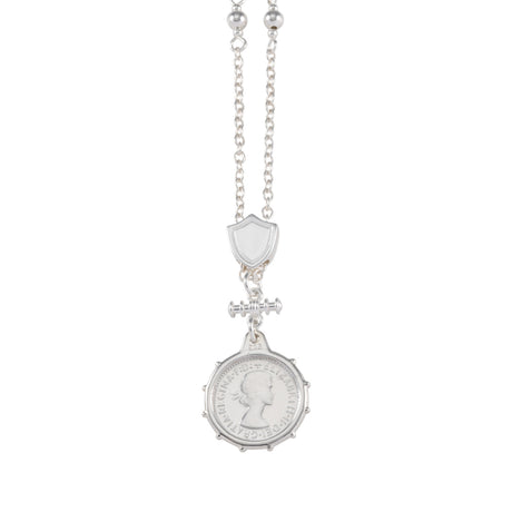 SHIELD & THREEPENCE CABLE CHAIN NECKLACE
