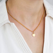 CURB NECKLACE WITH VT FLAT HEART - GOLD