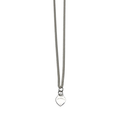 CURB NECKLACE WITH VT FLAT HEART SILVER