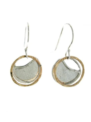 EARRINGS ROUND SILVER DISK GOLD FILLED DETAIL