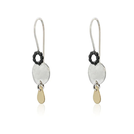 EARRINGS SMALL SILVER AND 9CT GOLD FILLED TEARDROP