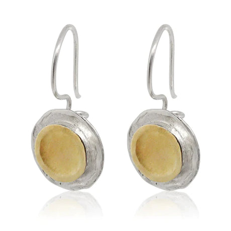 EARRINGS 9CT GOLD AND SILVER ROUND