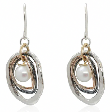 EARRINGS OVAL SHAPED WITH PEARLS