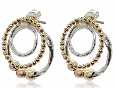 EARRINGS WITH RINGS AND GOLD DOTS