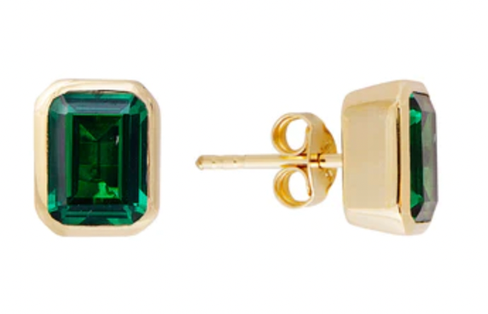 GREEN CRYSTAL COCKTAIL STUDS - GOLD