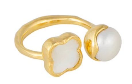 PEARL AND MOTHER OF PEARL RING - GOLD