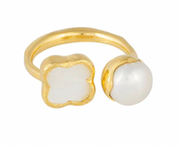 PEARL AND MOTHER OF PEARL RING - GOLD