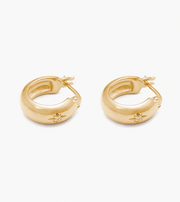 GUIDING STAR ETCHED HOOPS - 18K GOLD PLATED