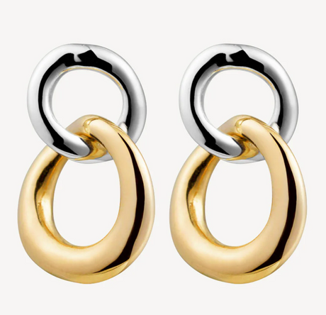 TRANQUILA STUD EARRINGS (STERLING SILVER AND YELLOW GOLD PLATED)