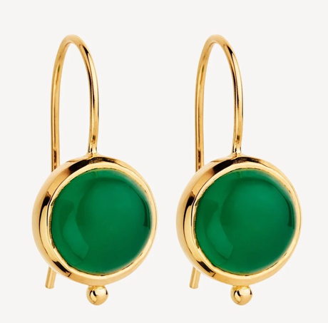 GARLAND GREEN ONYX EARRINGS (YELLOW GOLD PLATED)