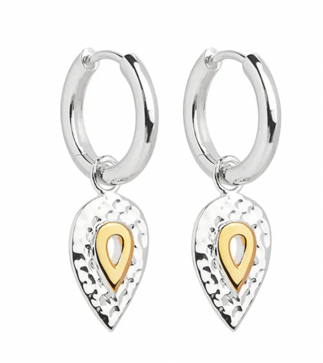TWO-TONED TEARDROPS (STERLING SILVER AND YELLOW GOLD PLATED)