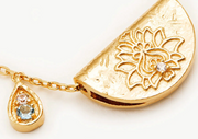 GOLD LOTUS BIRTHSTONE NECKLACE - MARCH