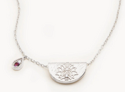 SILVER LOTUS BIRTHSTONE NECKLACE - FEBRUARY