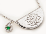 SILVER LOTUS BIRTHSTONE NECKLACE - MAY