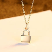 NECKLACE TINY GOLD PLATED LOCK AND CHAIN