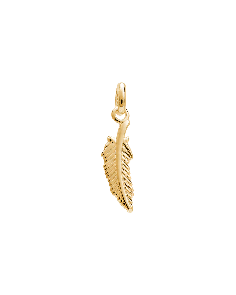 FEATHER CHARM - YELLOW GOLD PLATED