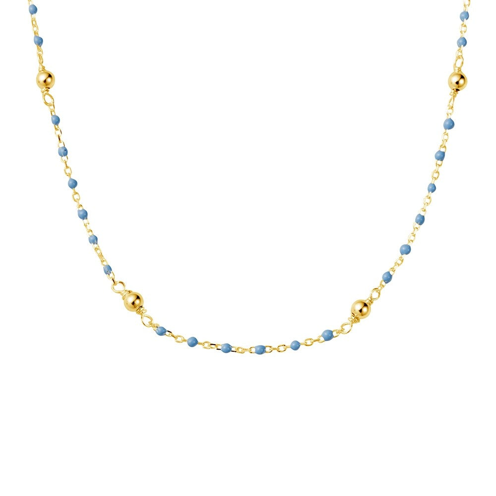 SKY BLUE ENAMEL AND GOLD PLATED NECKLACE