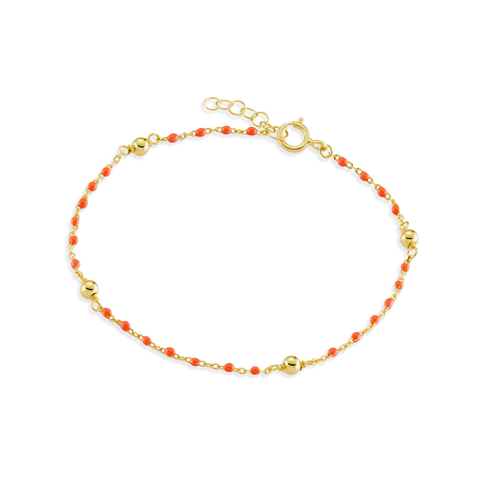 GOLD PLATED AND CORAL ENAMEL BRACELET