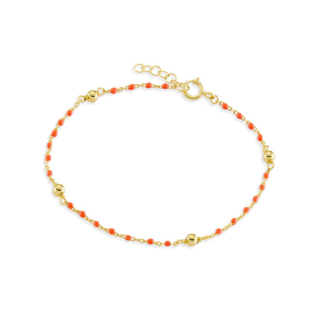 GOLD PLATED AND CORAL ENAMEL BRACELET