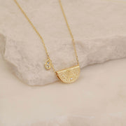 GOLD SHINE BRIGHTLY LOTUS BIRTHSTONE NECKLACE - APRIL