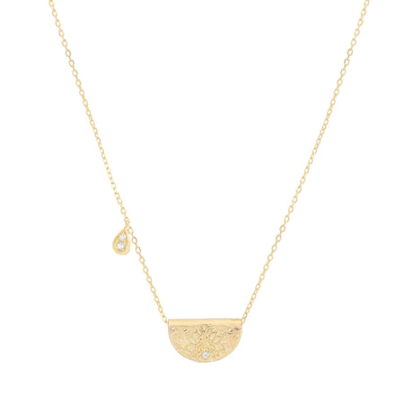 GOLD SHINE BRIGHTLY LOTUS BIRTHSTONE NECKLACE - APRIL
