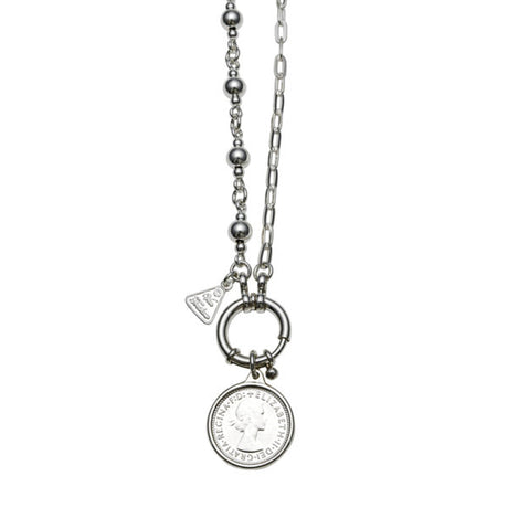 HALF & HALF NECKLACE WITH SIXPENCE