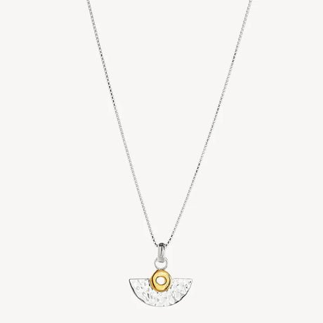 TWO-TONE FAN NECKLACE (STERLING SILVER AND YELLOW GOLD PLATED)