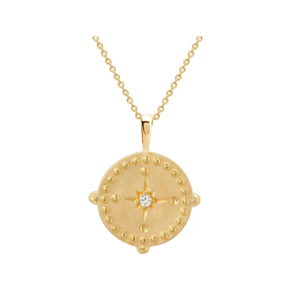 PENDANT DISC NECKLACE IN 18 KT YELLOW GOLD PLATE
