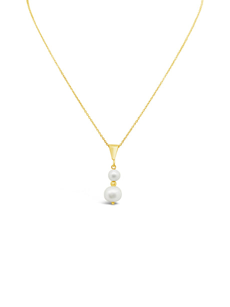 DUO PEARL NECKLACE, GOLD