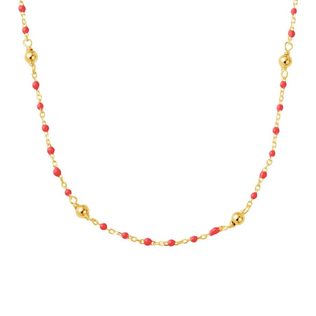 CORAL ENAMEL AND GOLD PLATED NECKLACE