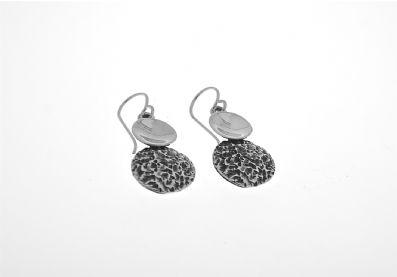 DOUBLE PLAIN AND TEXTURED DROP EARRING